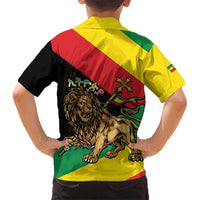 Ethiopia Empire 1270-1974 Kid Hawaiian Shirt Lion Of Judah With Ethiopian Cross