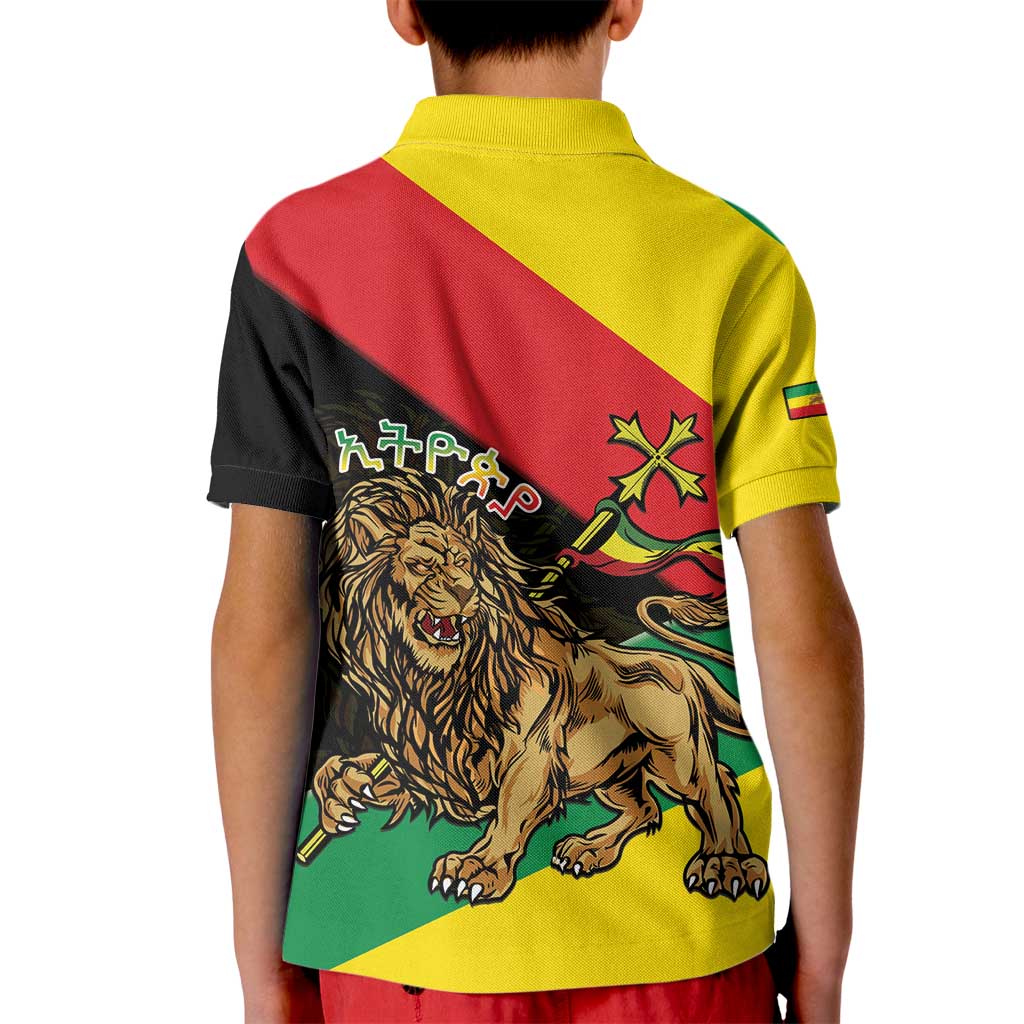 Ethiopia Empire 1270-1974 Kid Polo Shirt Lion Of Judah With Ethiopian Cross