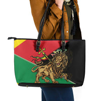 Ethiopia Empire 1270-1974 Leather Tote Bag Lion Of Judah With Ethiopian Cross