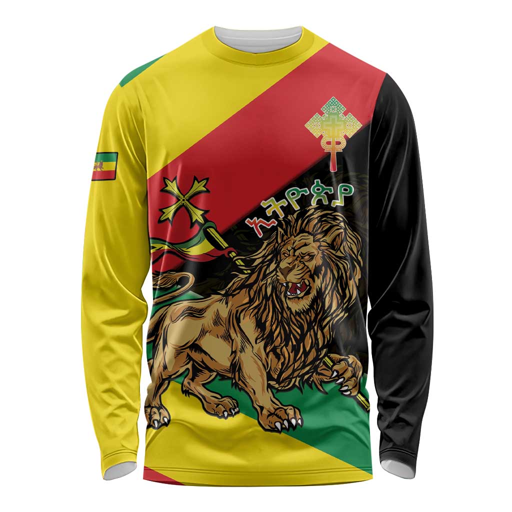 Ethiopia Empire 1270-1974 Long Sleeve Shirt Lion Of Judah With Ethiopian Cross