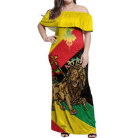 Ethiopia Empire 1270-1974 Off Shoulder Maxi Dress Lion Of Judah With Ethiopian Cross