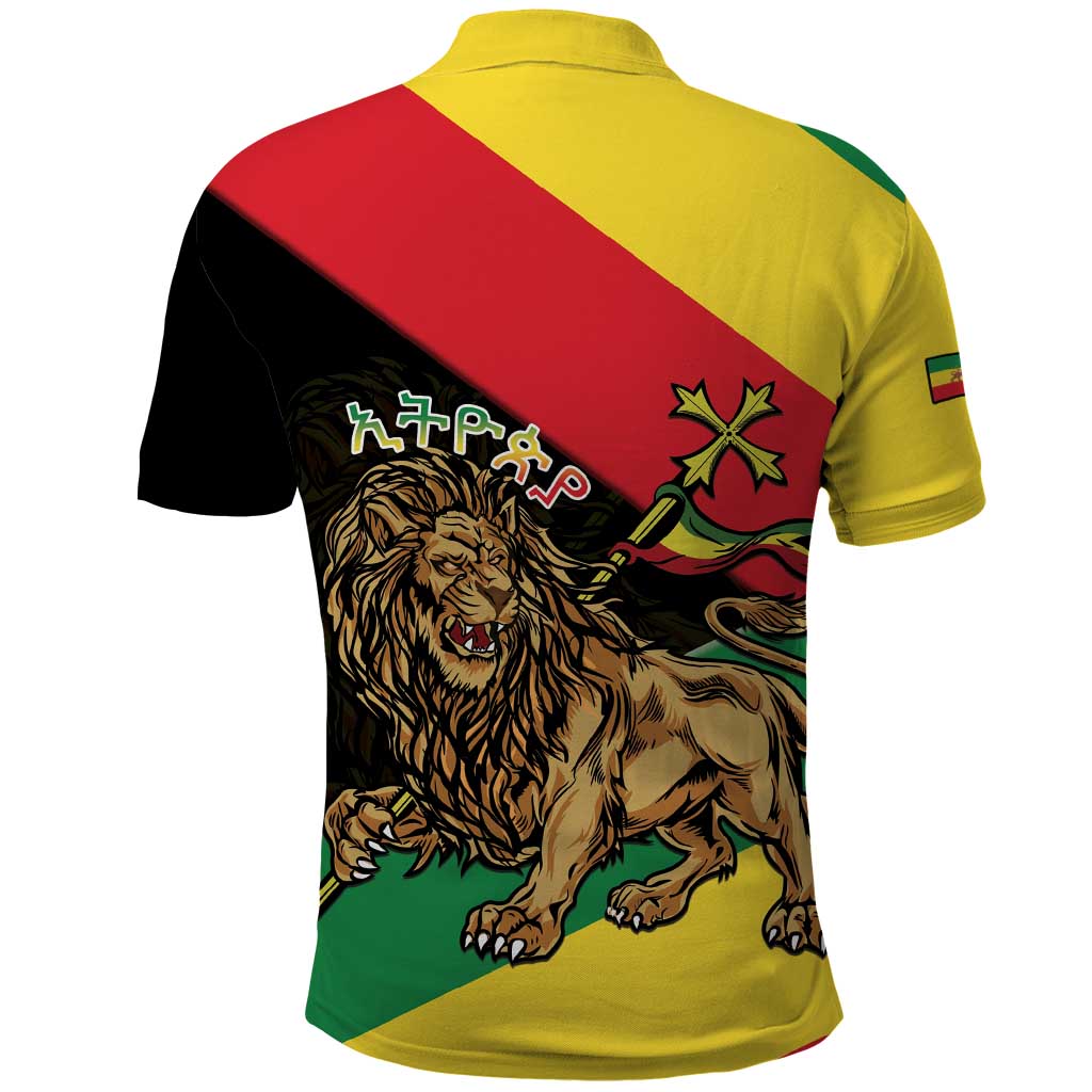 Ethiopia Empire 1270-1974 Polo Shirt Lion Of Judah With Ethiopian Cross