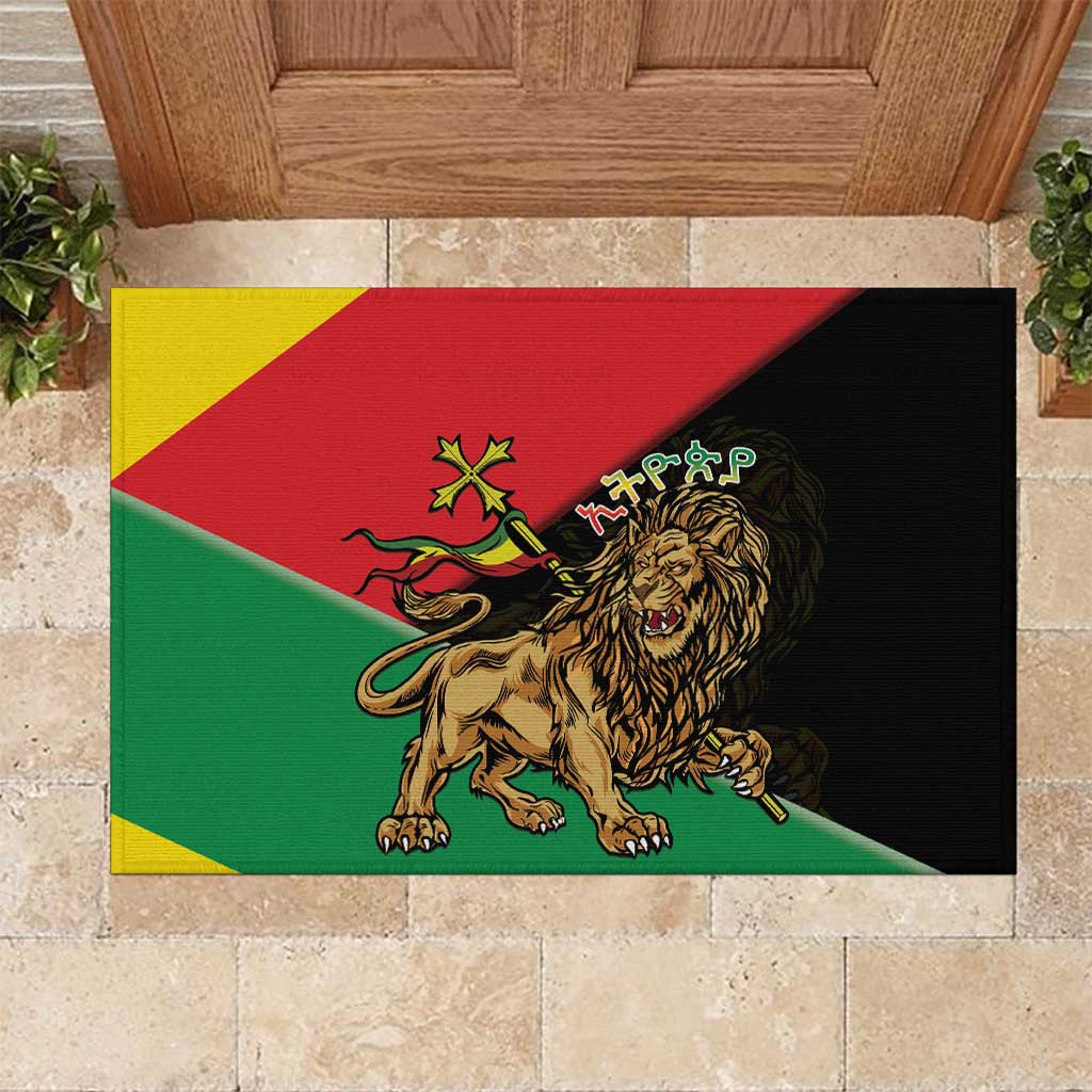 Ethiopia Empire 1270-1974 Rubber Doormat Lion Of Judah With Ethiopian Cross