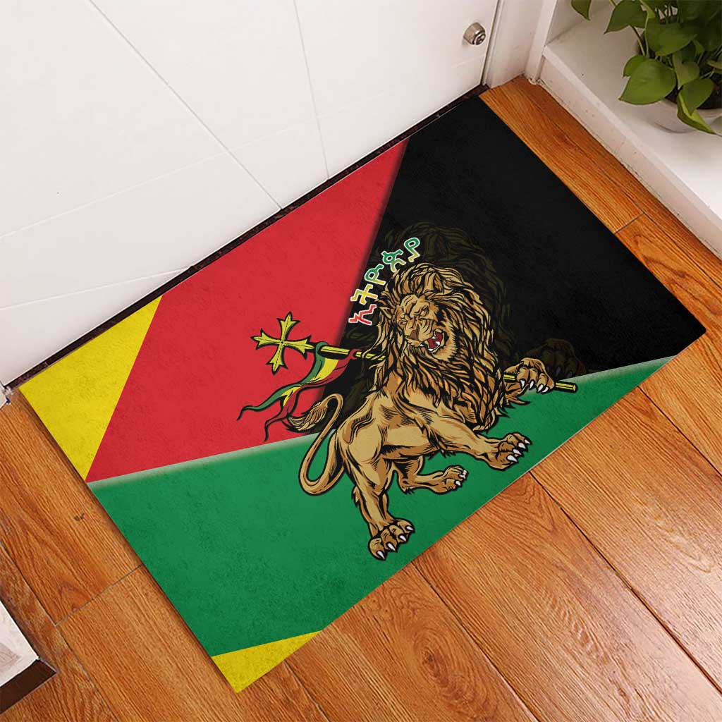 Ethiopia Empire 1270-1974 Rubber Doormat Lion Of Judah With Ethiopian Cross