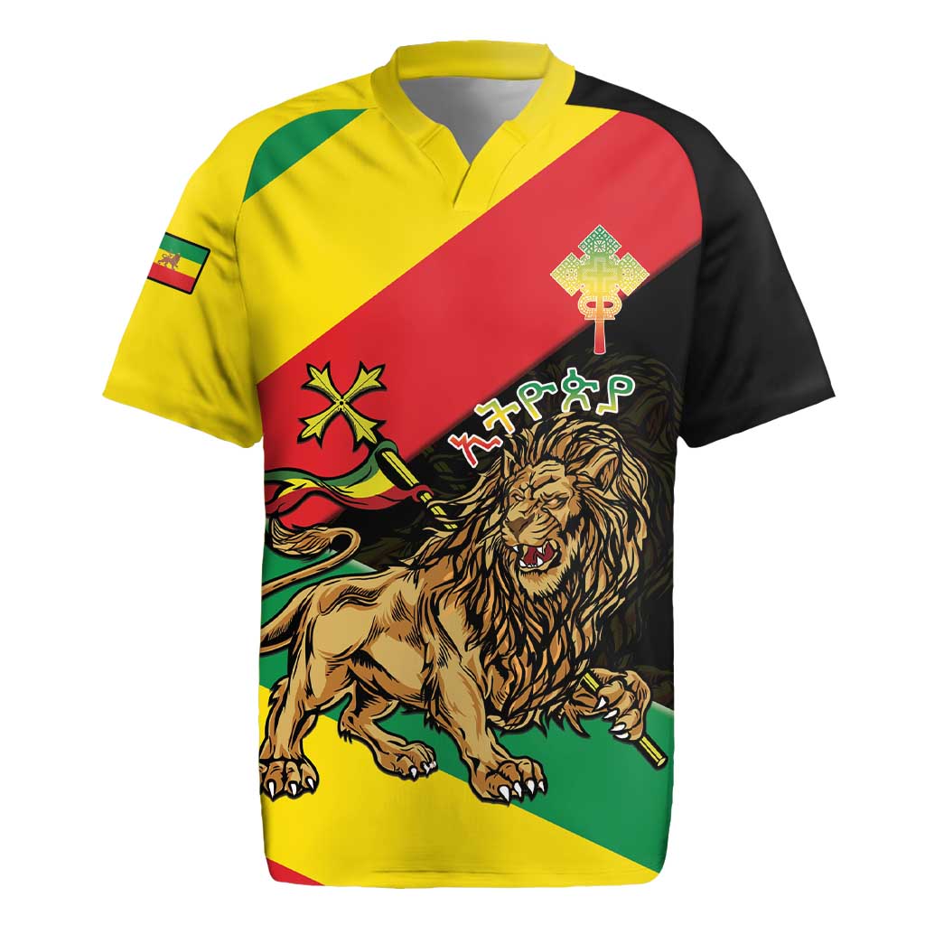 Ethiopia Empire 1270-1974 Rugby Jersey Lion Of Judah With Ethiopian Cross