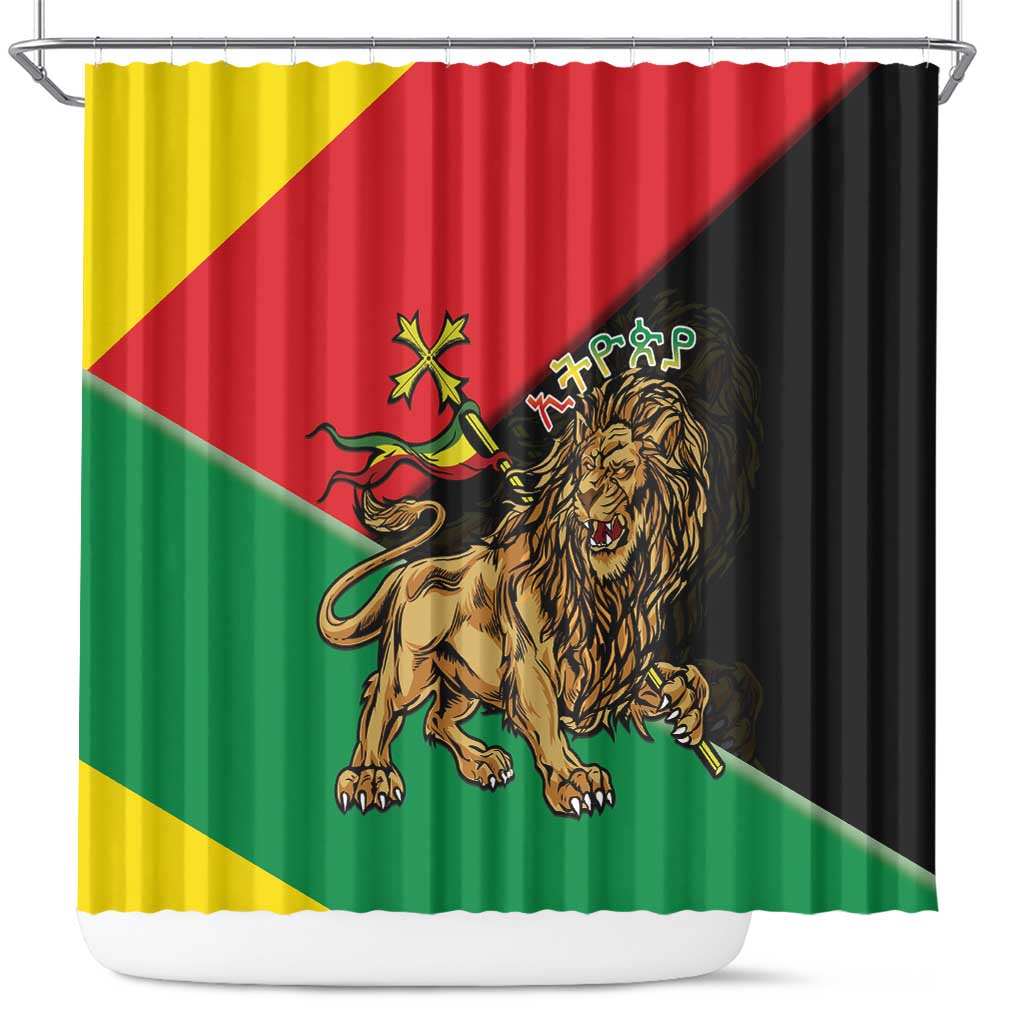 Ethiopia Empire 1270-1974 Shower Curtain Lion Of Judah With Ethiopian Cross