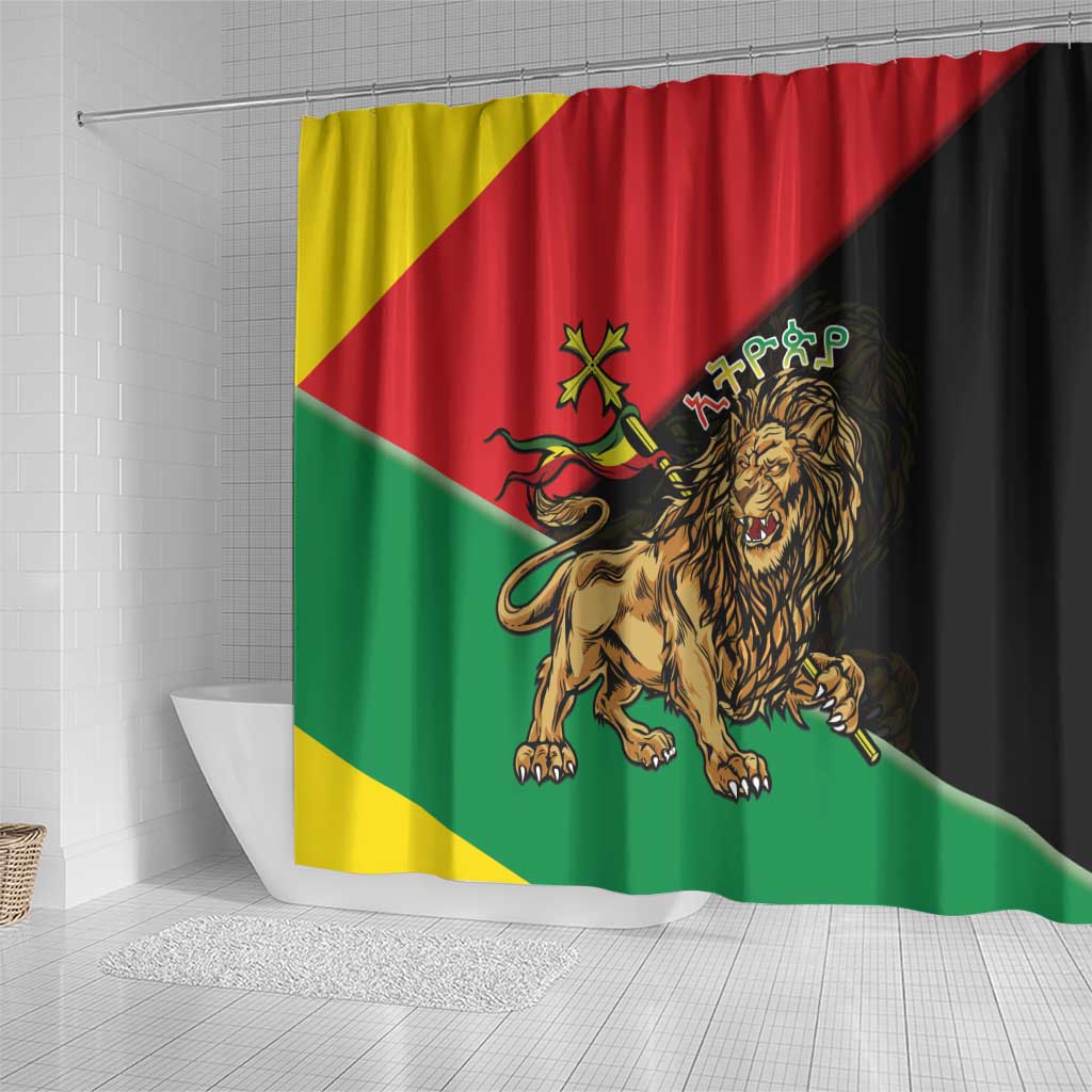 Ethiopia Empire 1270-1974 Shower Curtain Lion Of Judah With Ethiopian Cross