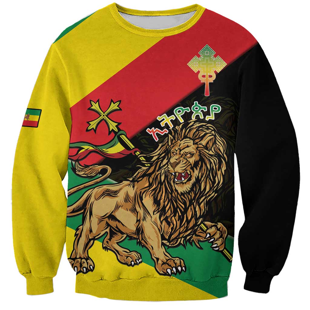 Ethiopia Empire 1270-1974 Sweatshirt Lion Of Judah With Ethiopian Cross
