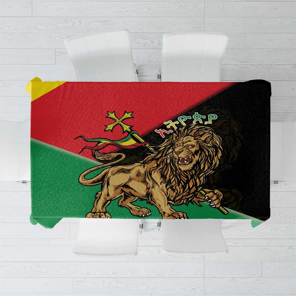 Ethiopia Empire 1270-1974 Tablecloth Lion Of Judah With Ethiopian Cross