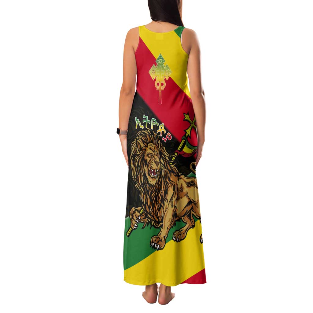 Ethiopia Empire 1270-1974 Tank Maxi Dress Lion Of Judah With Ethiopian Cross