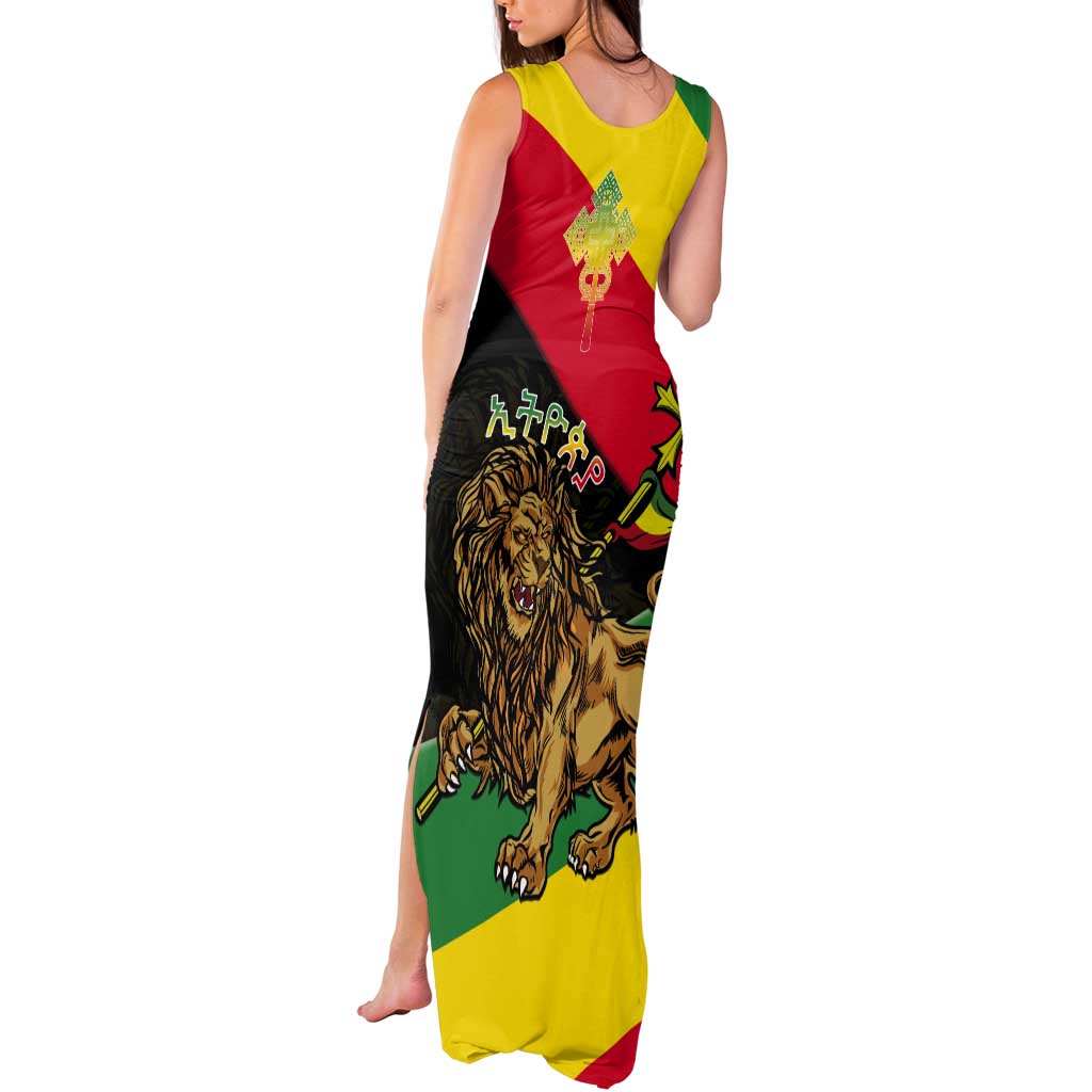 Ethiopia Empire 1270-1974 Tank Maxi Dress Lion Of Judah With Ethiopian Cross