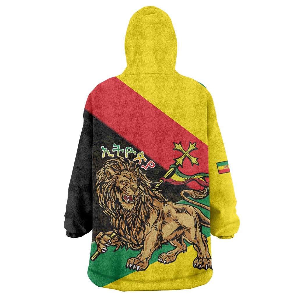 Ethiopia Empire 1270-1974 Wearable Blanket Hoodie Lion Of Judah With Ethiopian Cross