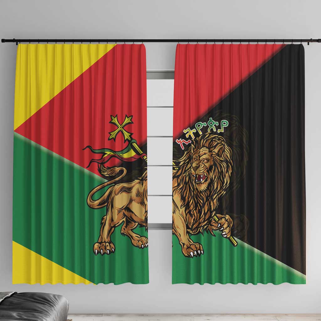 Ethiopia Empire 1270-1974 Window Curtain Lion Of Judah With Ethiopian Cross