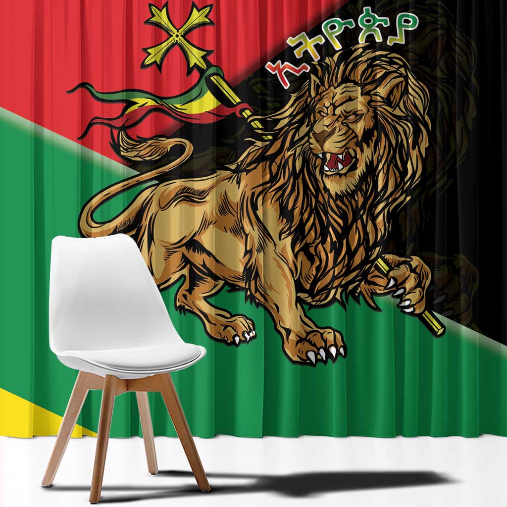 Ethiopia Empire 1270-1974 Window Curtain Lion Of Judah With Ethiopian Cross