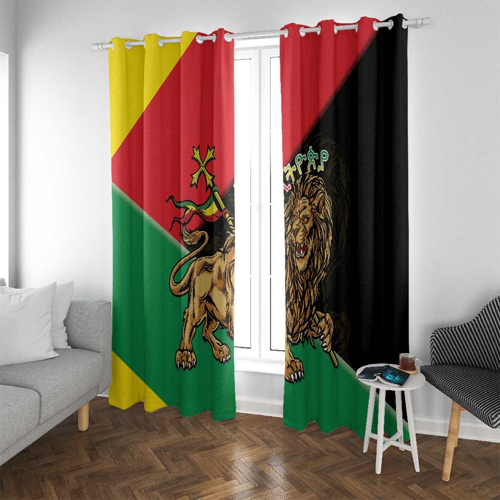 Ethiopia Empire 1270-1974 Window Curtain Lion Of Judah With Ethiopian Cross