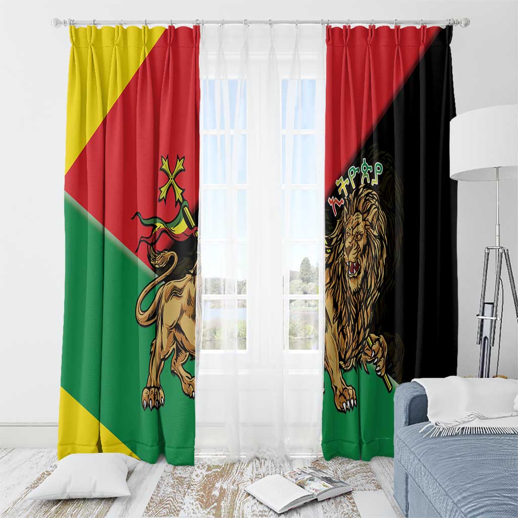 Ethiopia Empire 1270-1974 Window Curtain Lion Of Judah With Ethiopian Cross