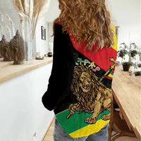Ethiopia Empire 1270-1974 Women Casual Shirt Lion Of Judah With Ethiopian Cross