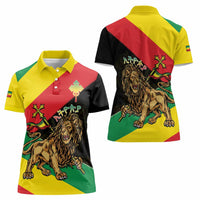 Ethiopia Empire 1270-1974 Women Polo Shirt Lion Of Judah With Ethiopian Cross