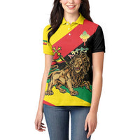 Ethiopia Empire 1270-1974 Women Polo Shirt Lion Of Judah With Ethiopian Cross