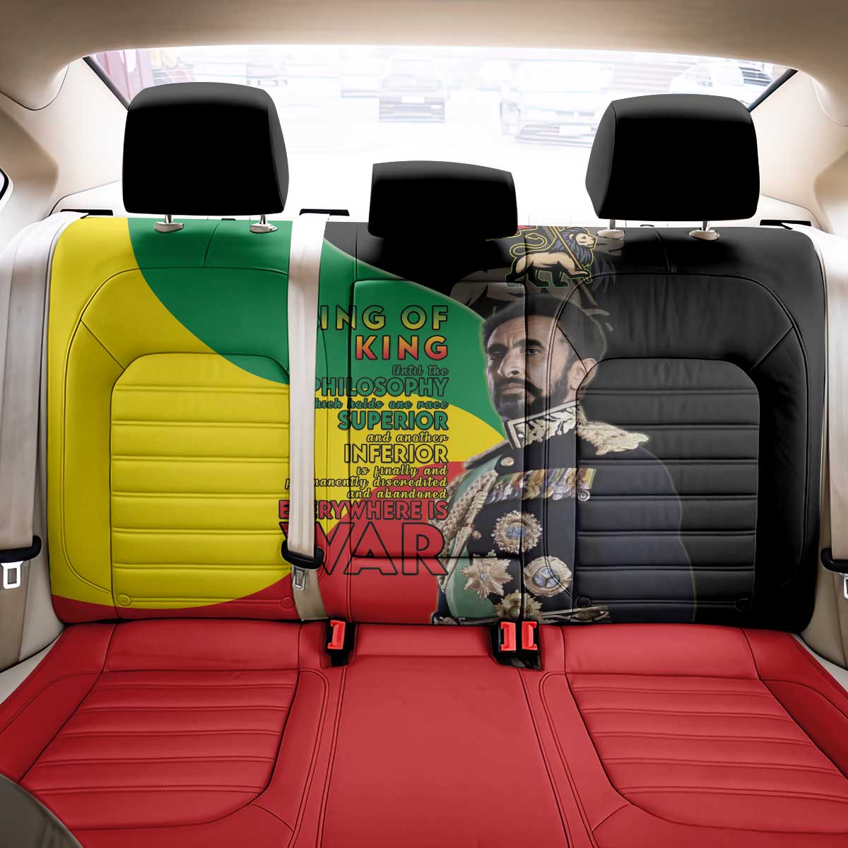 Haile Selassie Back Car Seat Cover Lion Of Judah Ethiopia Rastafari