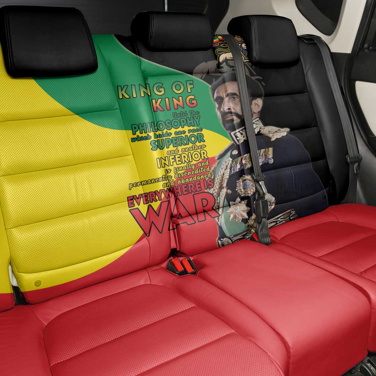 Haile Selassie Back Car Seat Cover Lion Of Judah Ethiopia Rastafari
