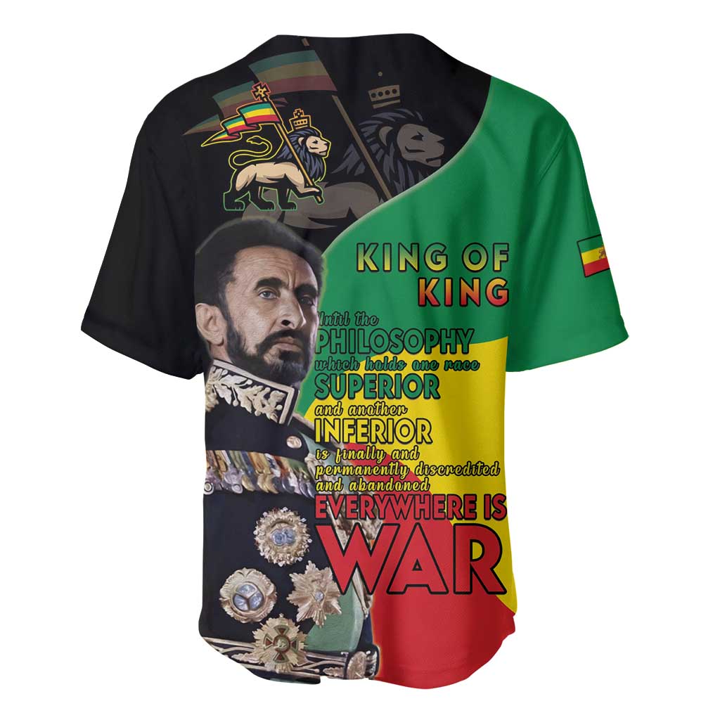 Haile Selassie Baseball Jersey Lion Of Judah Ethiopia Rastafari