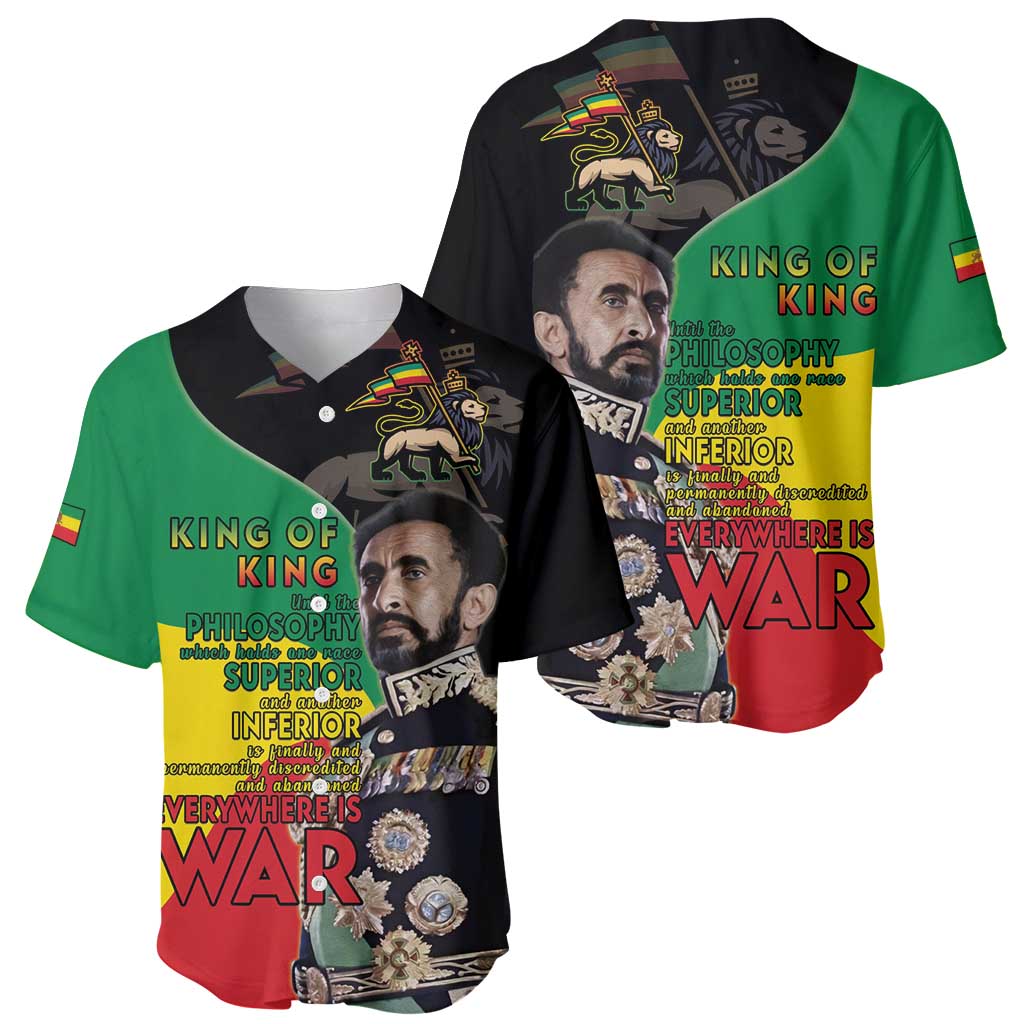 Haile Selassie Baseball Jersey Lion Of Judah Ethiopia Rastafari