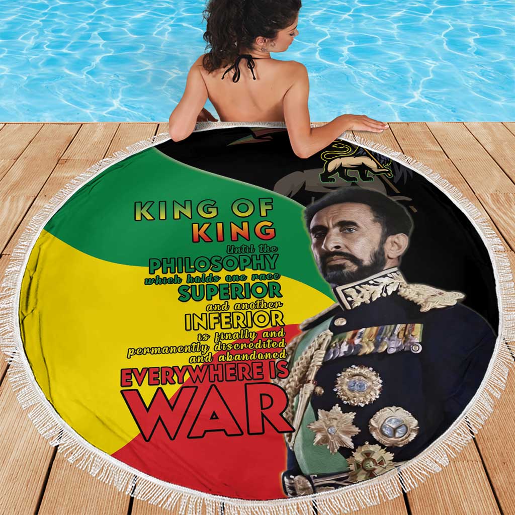 Haile Selassie Beach Blanket Lion Of Judah Ethiopia Rastafari