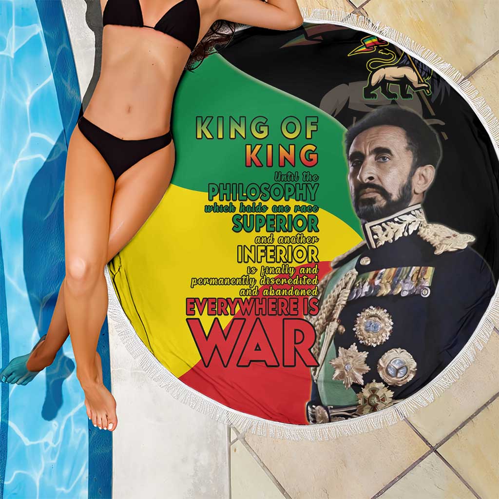 Haile Selassie Beach Blanket Lion Of Judah Ethiopia Rastafari