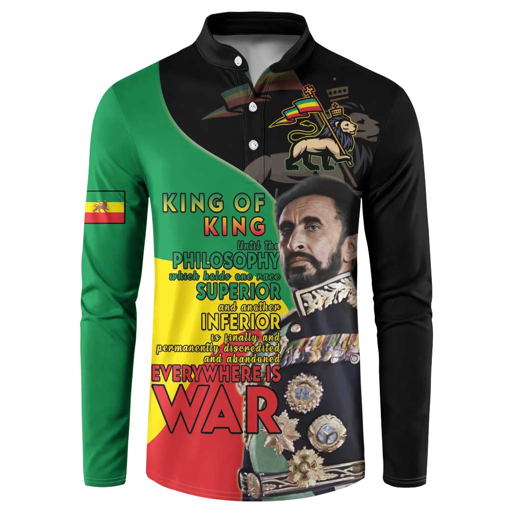 Haile Selassie Button Sweatshirt Lion Of Judah Ethiopia Rastafari