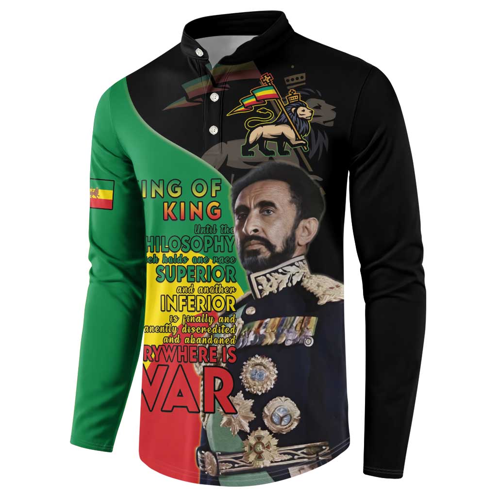 Haile Selassie Button Sweatshirt Lion Of Judah Ethiopia Rastafari