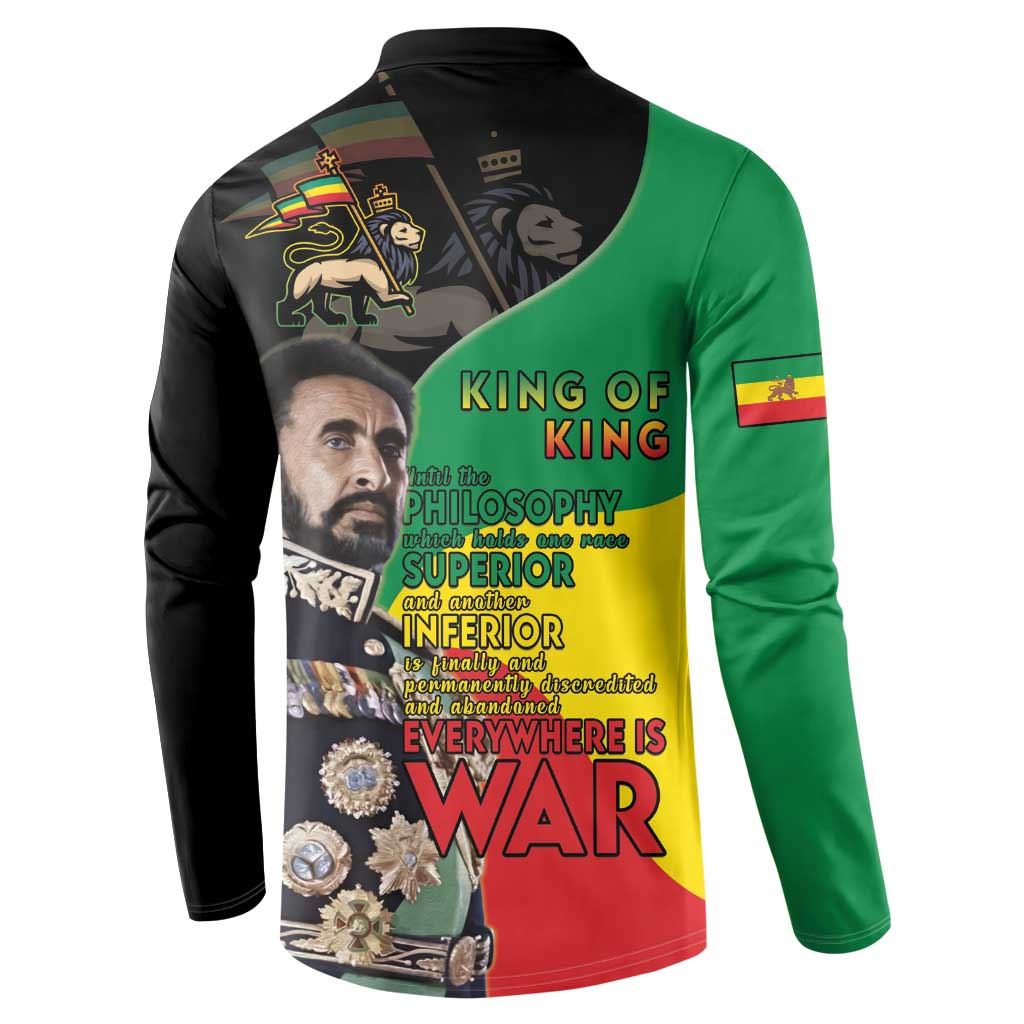 Haile Selassie Button Sweatshirt Lion Of Judah Ethiopia Rastafari