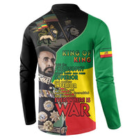 Haile Selassie Button Sweatshirt Lion Of Judah Ethiopia Rastafari