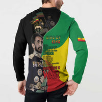Haile Selassie Button Sweatshirt Lion Of Judah Ethiopia Rastafari