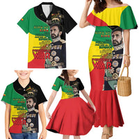 Haile Selassie Family Matching Mermaid Dress and Hawaiian Shirt Lion Of Judah Ethiopia Rastafari
