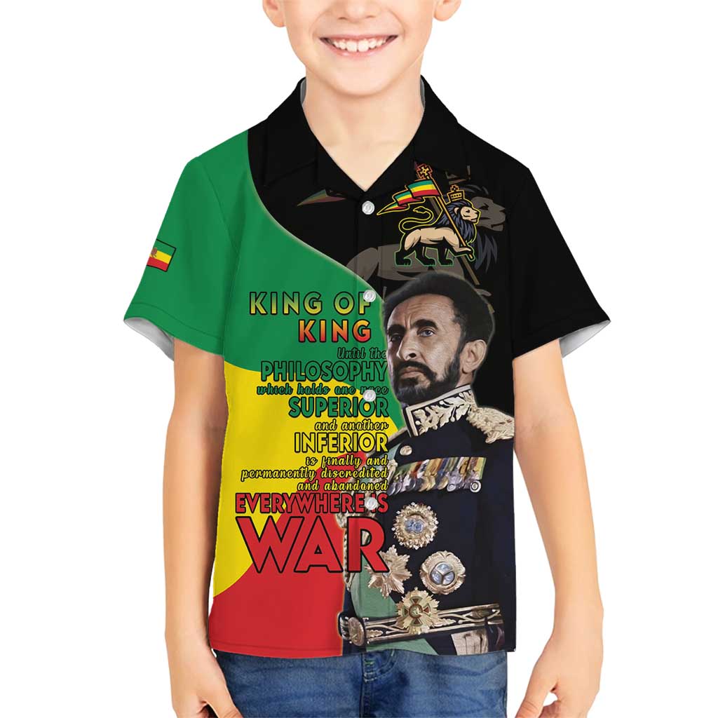 Haile Selassie Family Matching Summer Maxi Dress and Hawaiian Shirt Lion Of Judah Ethiopia Rastafari