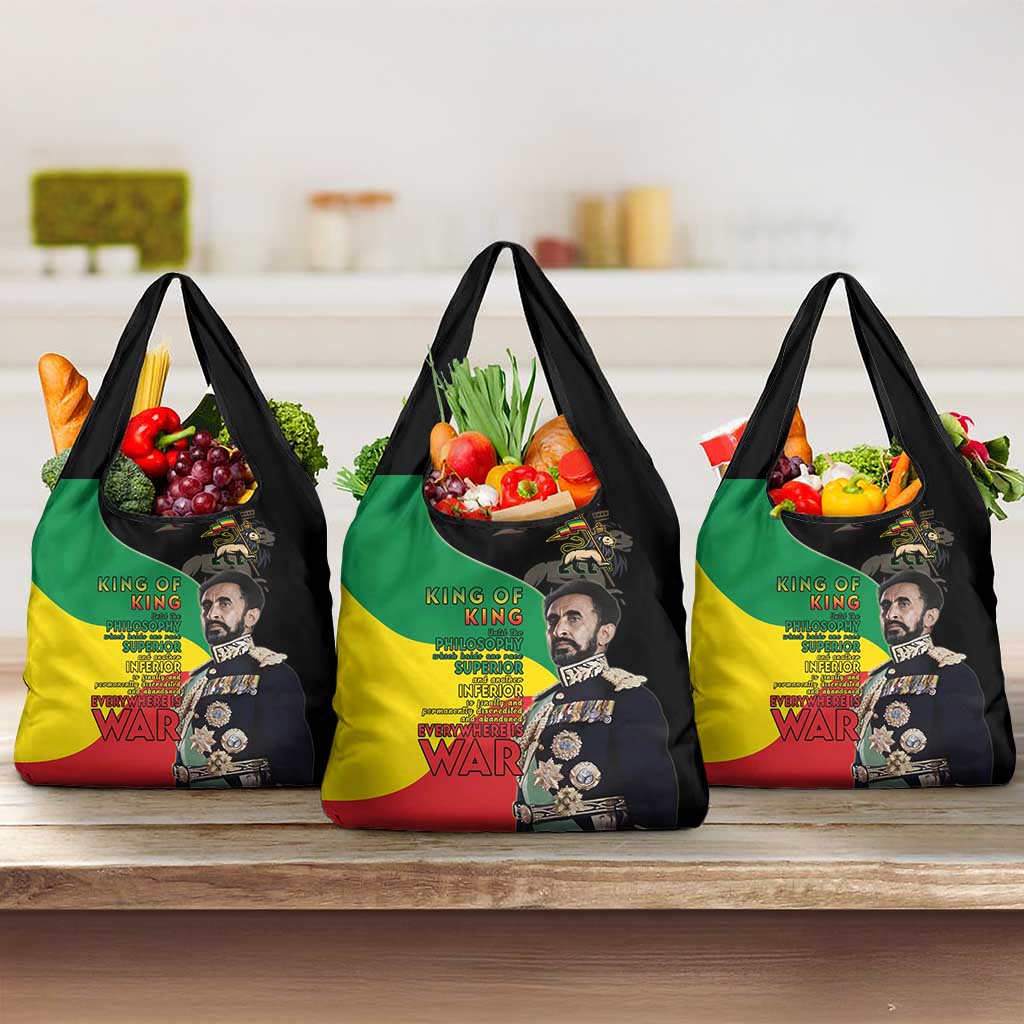 Haile Selassie Grocery Bag Lion Of Judah Ethiopia Rastafari