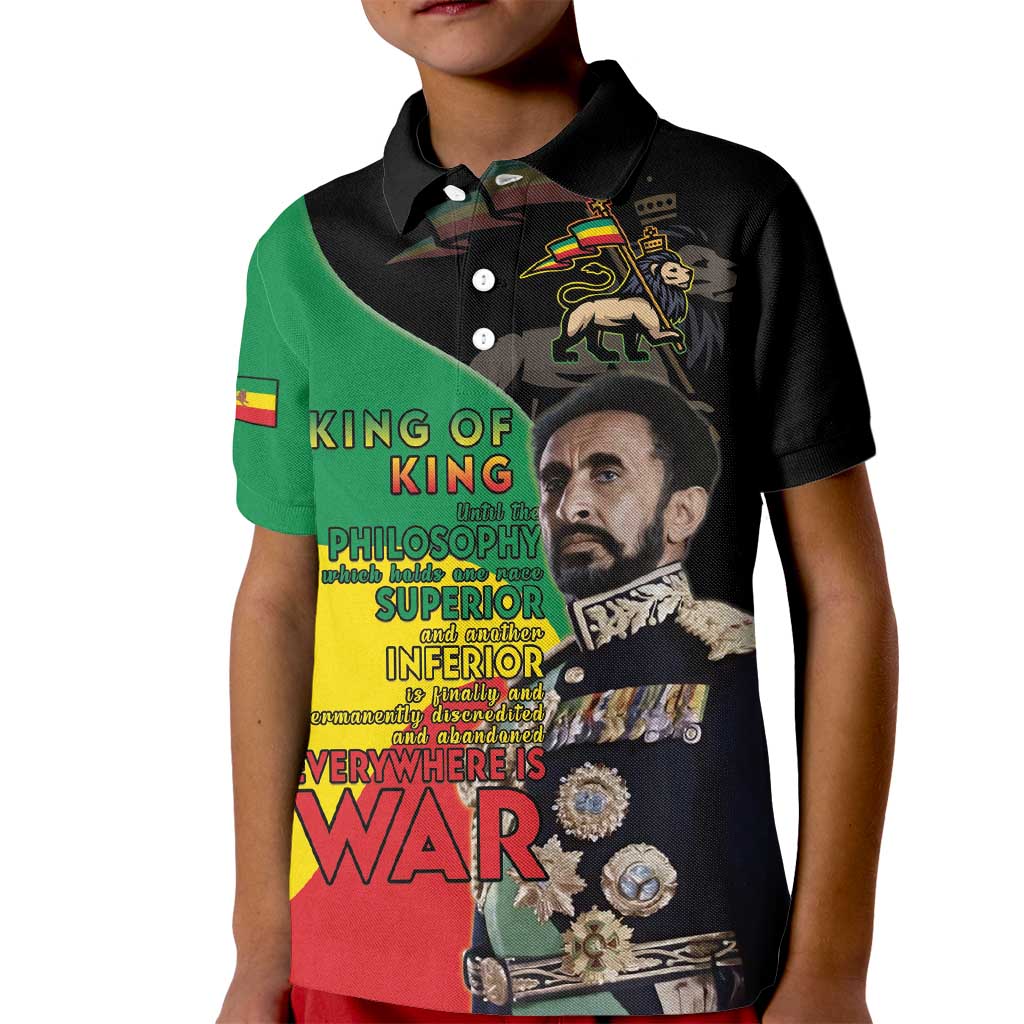 Haile Selassie Kid Polo Shirt Lion Of Judah Ethiopia Rastafari