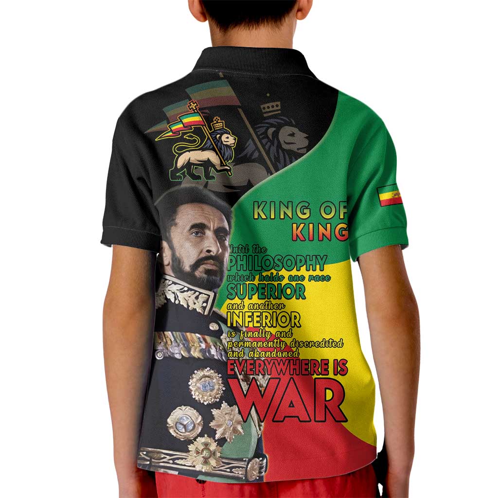 Haile Selassie Kid Polo Shirt Lion Of Judah Ethiopia Rastafari