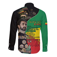 Haile Selassie Long Sleeve Button Shirt Lion Of Judah Ethiopia Rastafari