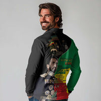 Haile Selassie Long Sleeve Polo Shirt Lion Of Judah Ethiopia Rastafari