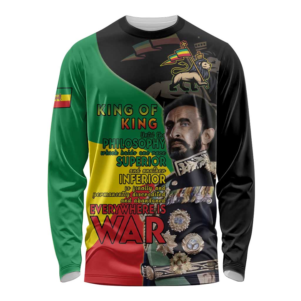 Haile Selassie Long Sleeve Shirt Lion Of Judah Ethiopia Rastafari