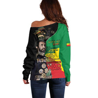 Haile Selassie Off Shoulder Sweater Lion Of Judah Ethiopia Rastafari