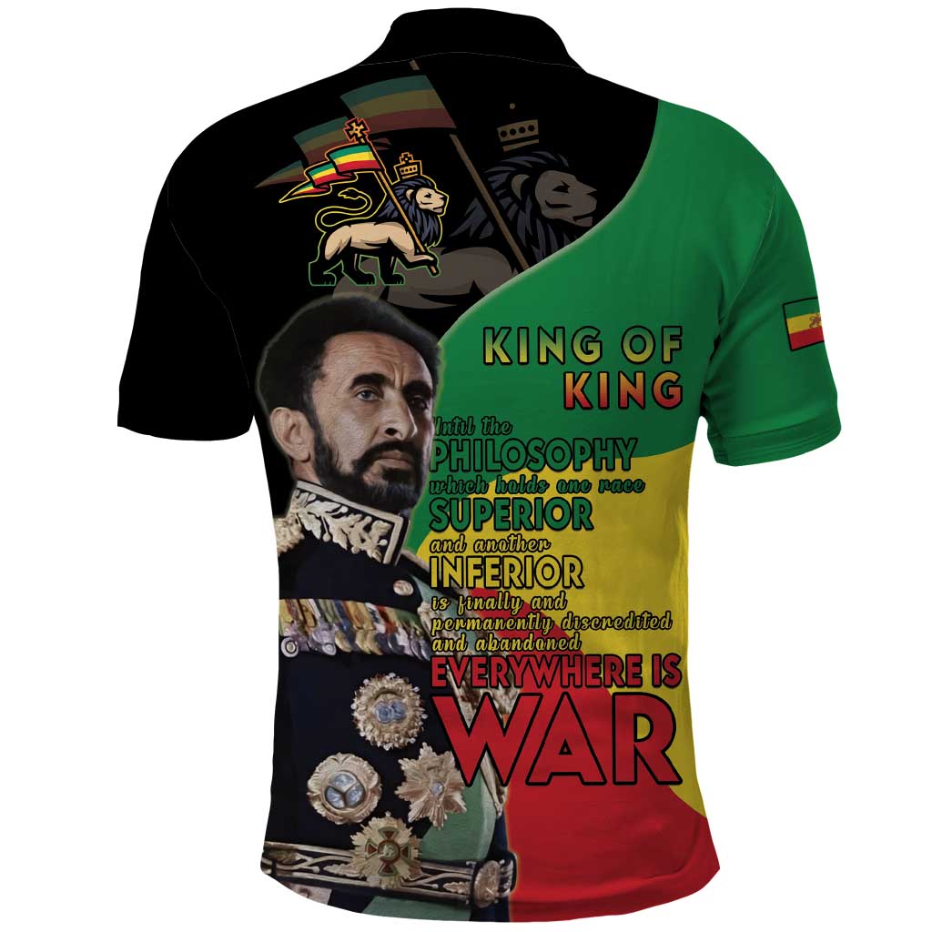 Haile Selassie Polo Shirt Lion Of Judah Ethiopia Rastafari