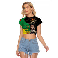 Haile Selassie Raglan Cropped T Shirt Lion Of Judah Ethiopia Rastafari