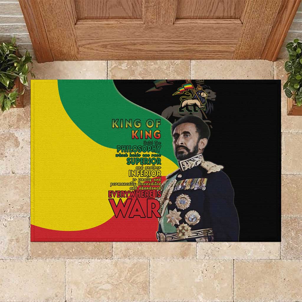 Haile Selassie Rubber Doormat Lion Of Judah Ethiopia Rastafari