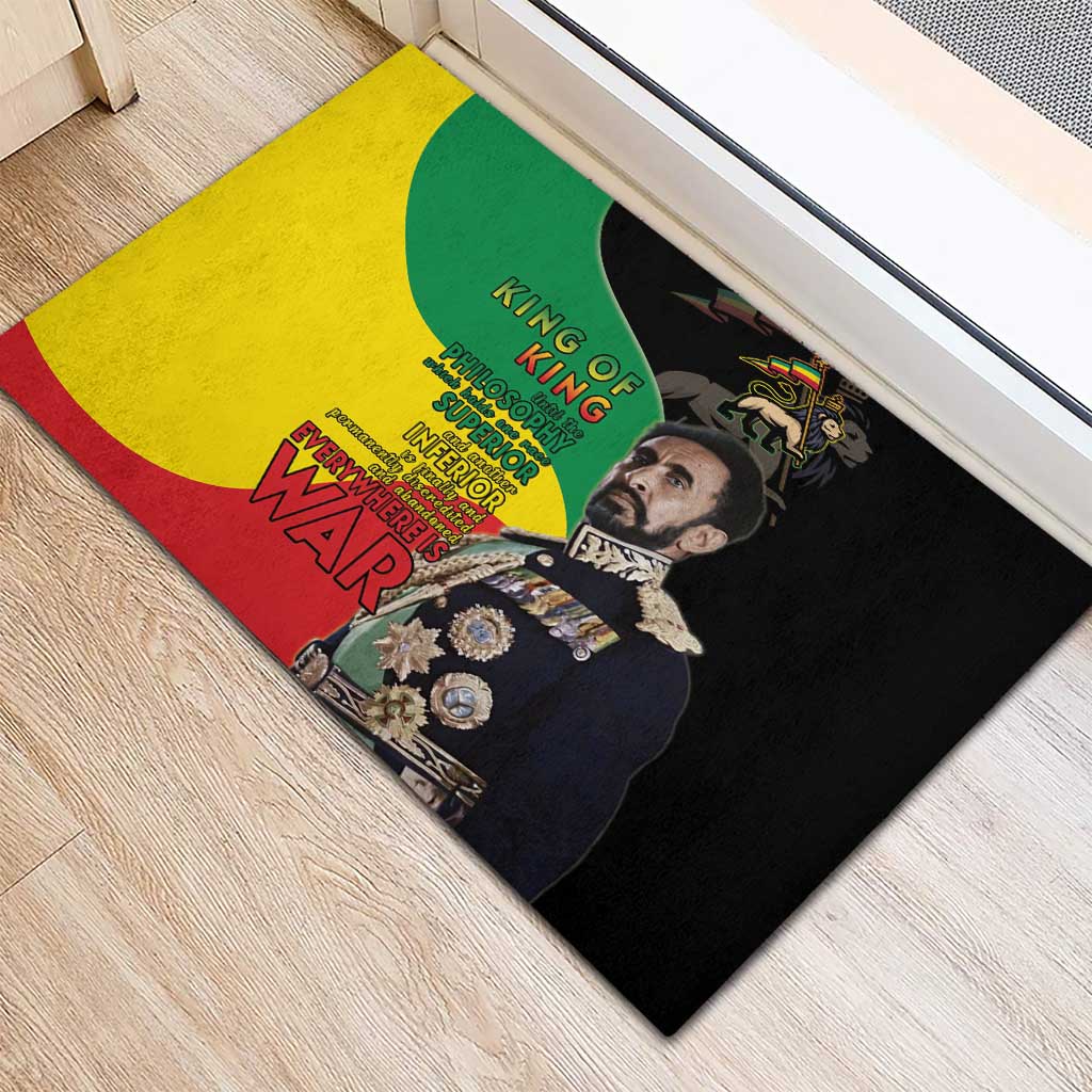 Haile Selassie Rubber Doormat Lion Of Judah Ethiopia Rastafari