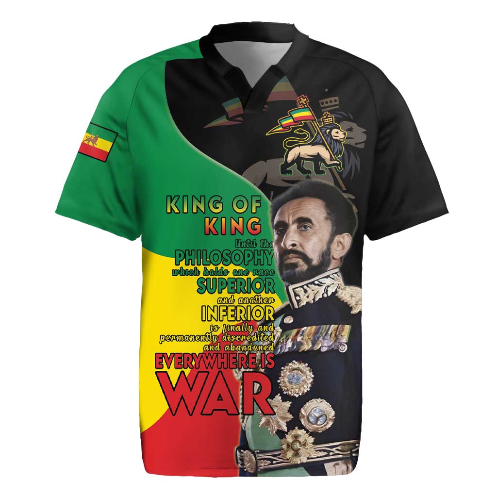 Haile Selassie Rugby Jersey Lion Of Judah Ethiopia Rastafari