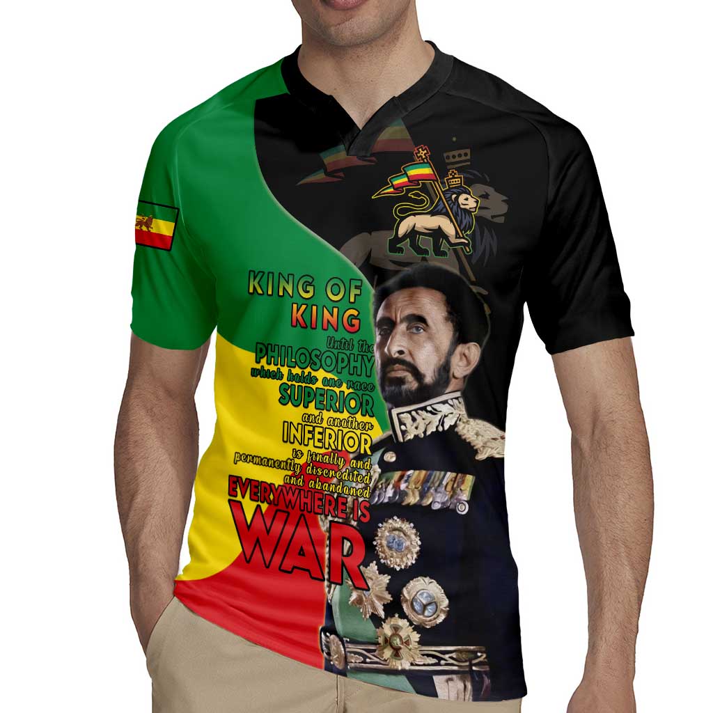 Haile Selassie Rugby Jersey Lion Of Judah Ethiopia Rastafari