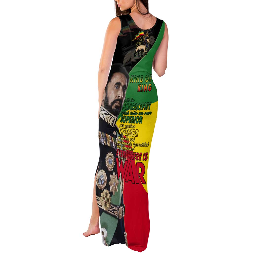 Haile Selassie Tank Maxi Dress Lion Of Judah Ethiopia Rastafari